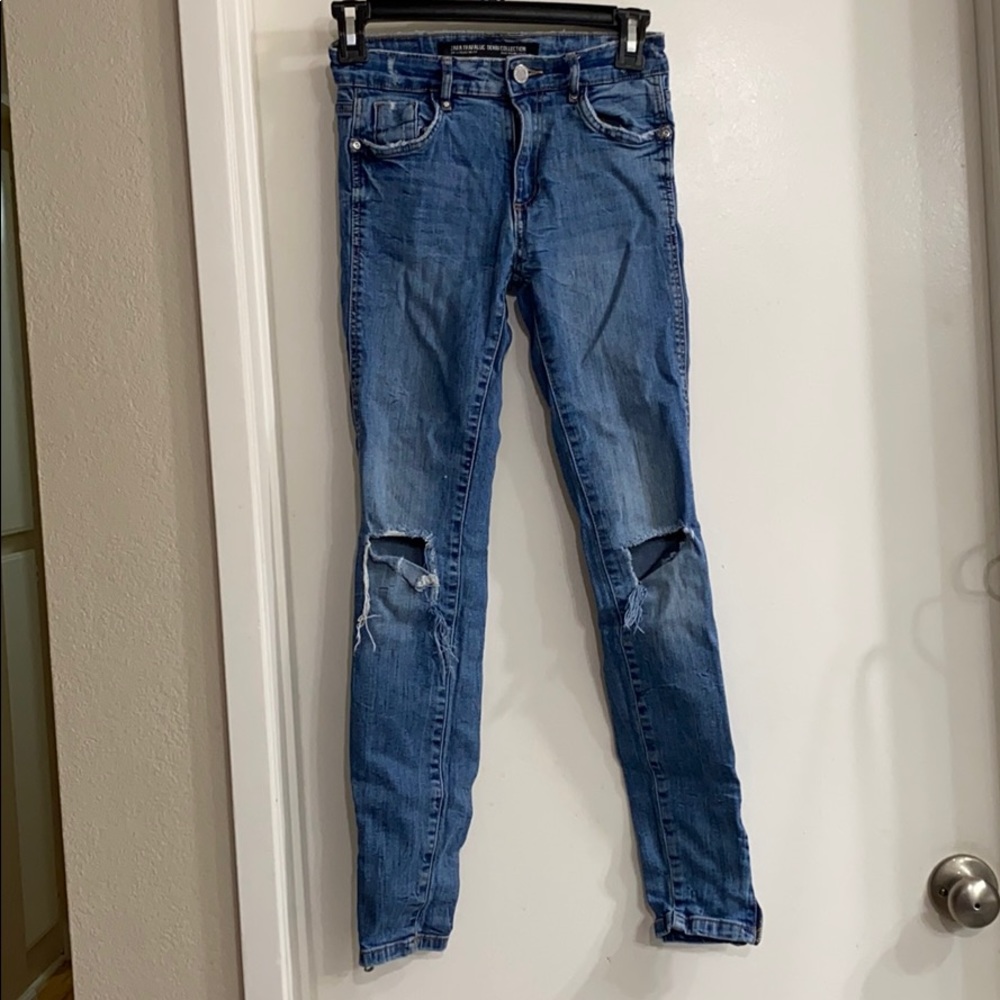 Zara distressed skinny jeans